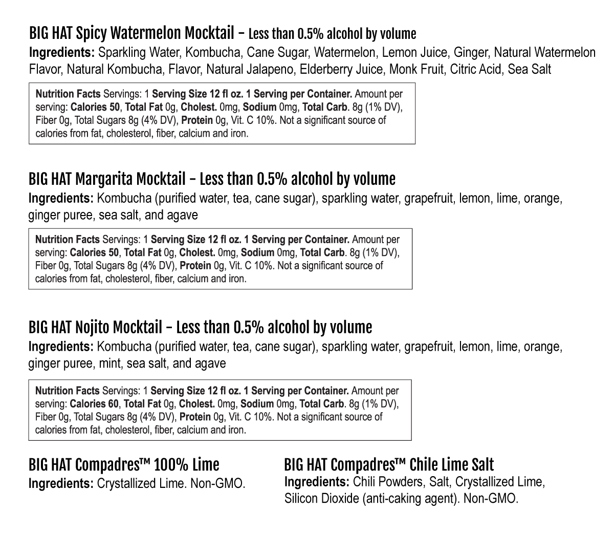 BIG HAT MOCKTAILS VARIETY PACK